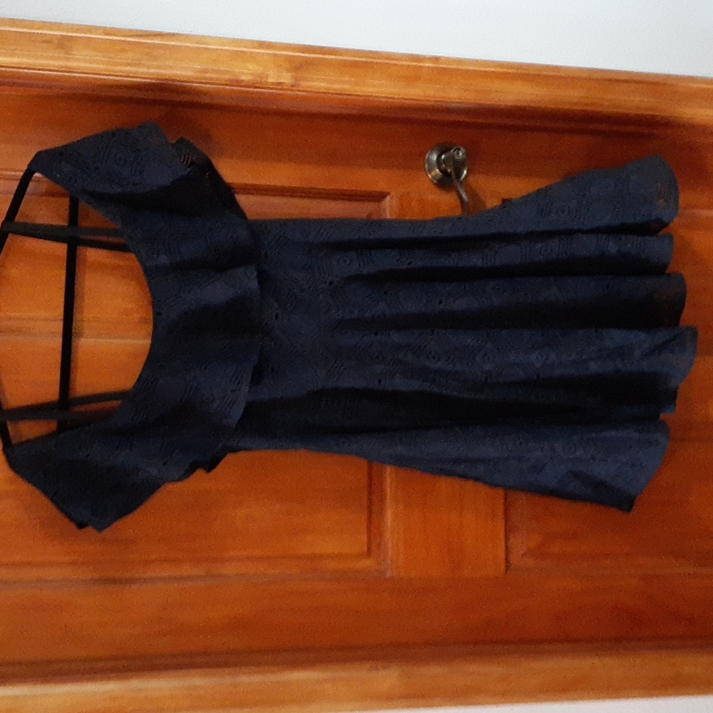 Navy off shoulder dress